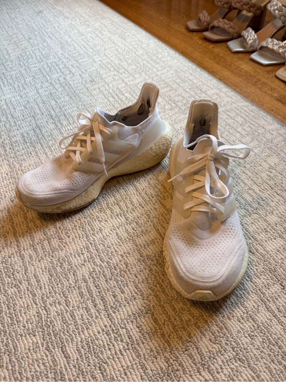 adidas Women’s Cream/White Knit Running Sneakers